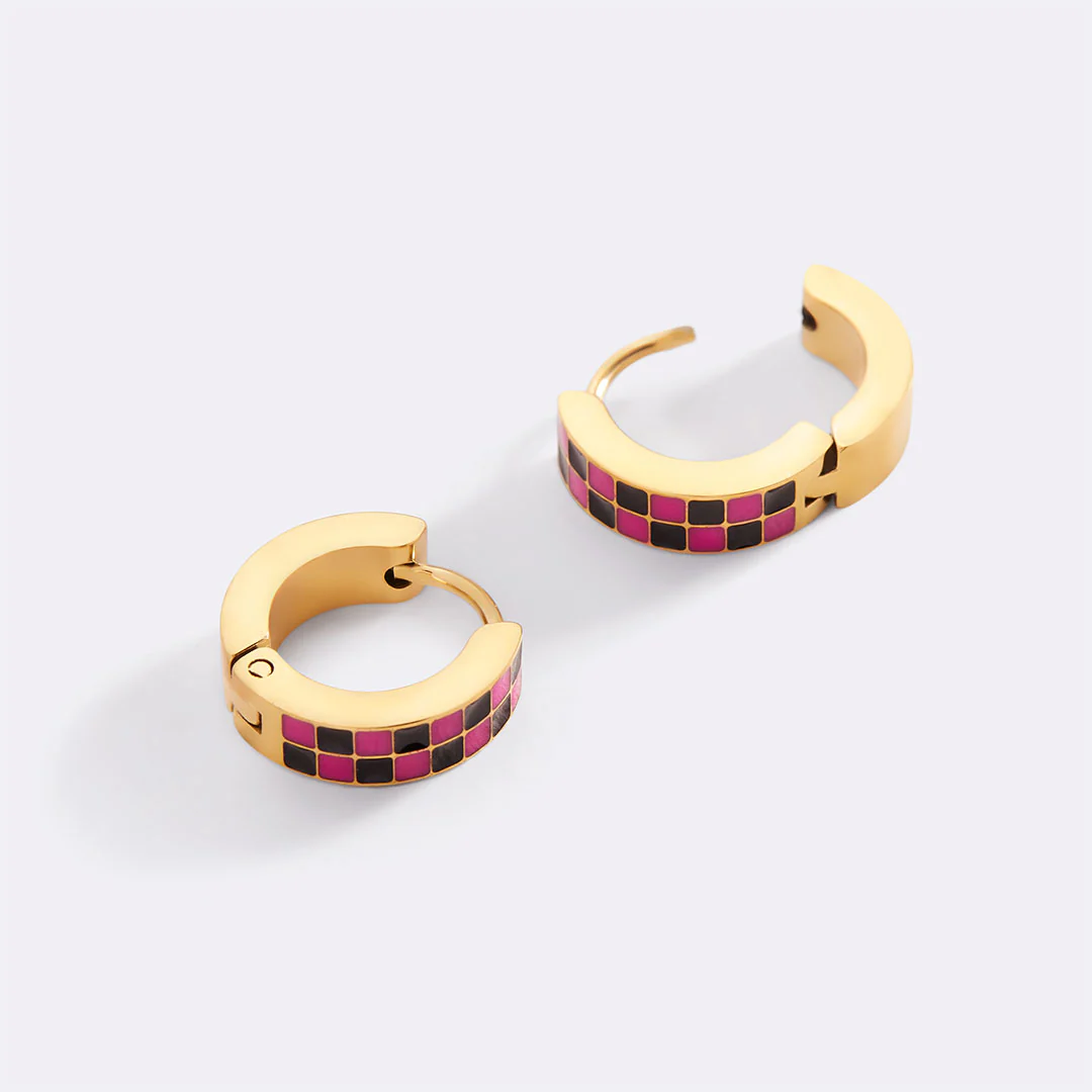 Checkered Hoop Earrings