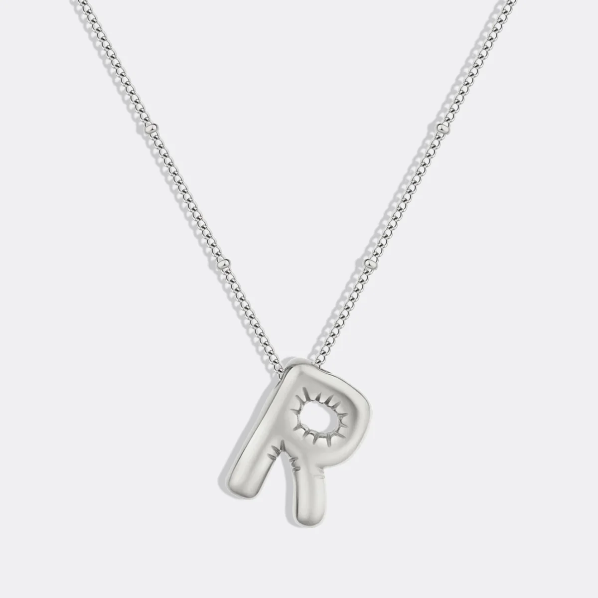 Balloon Initial Necklace with Satellite Chain