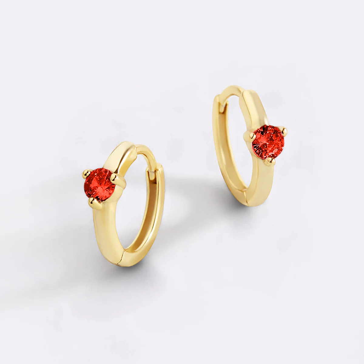 Single Stone Birthstone Huggie Hoop Earrings