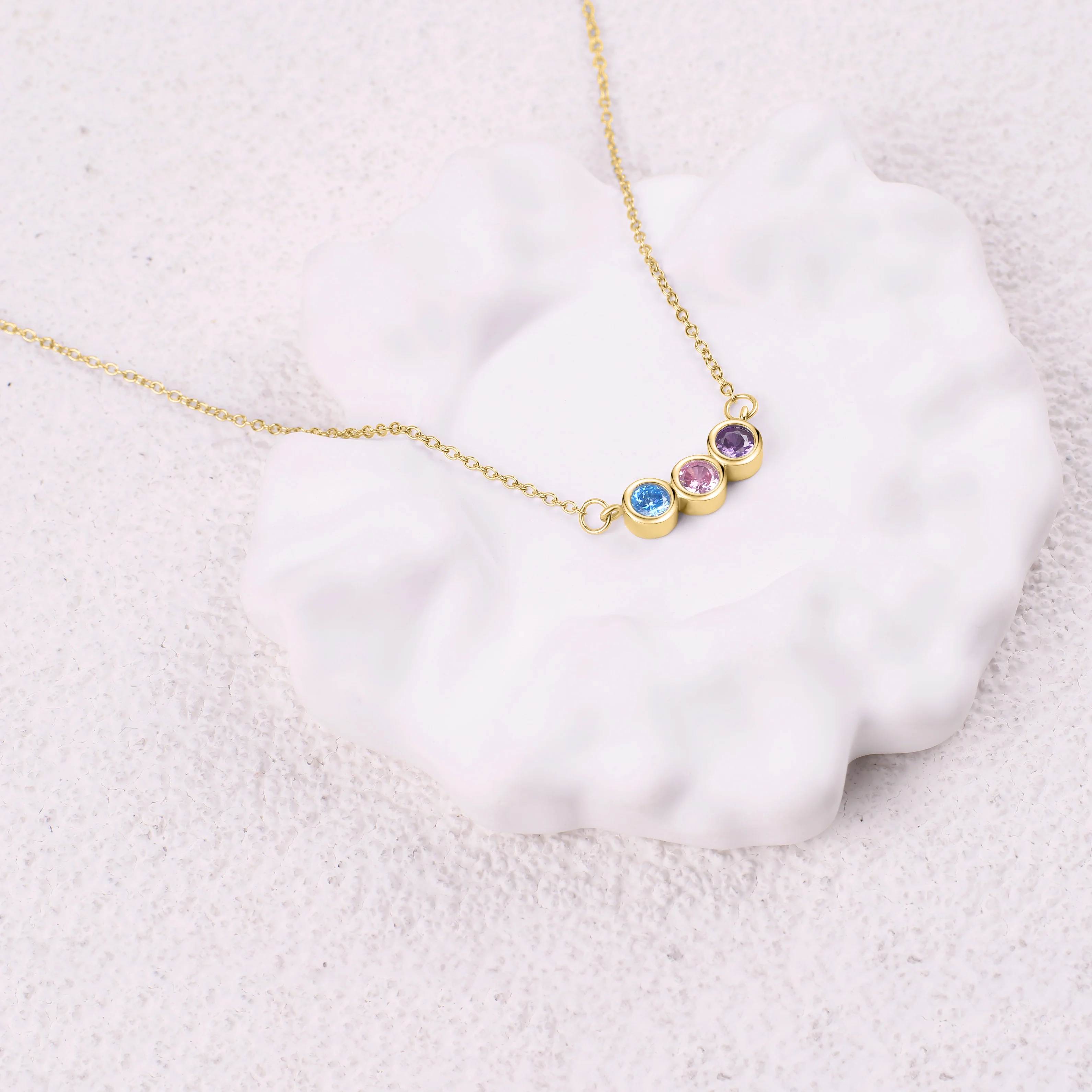 Dainty Family Birthstones Necklace