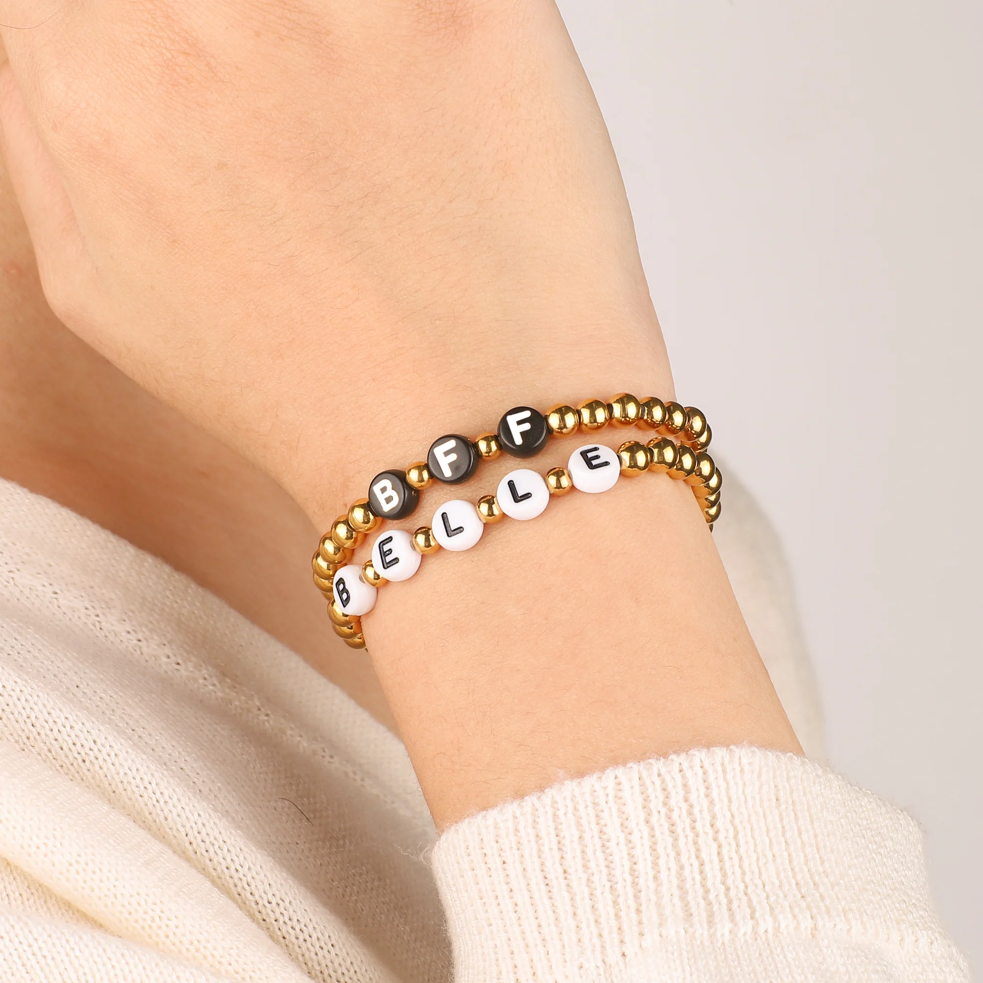 Custom Gold Beaded Name Bracelet