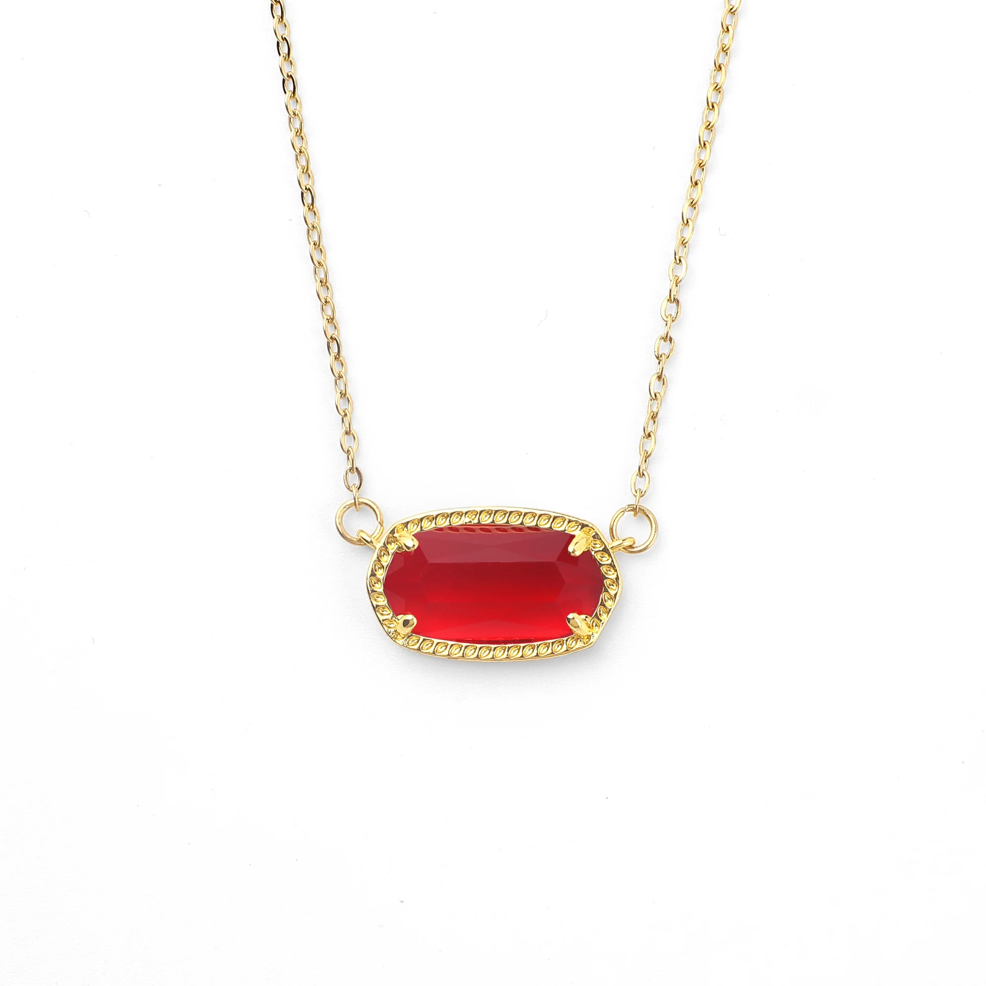 Oval Birthstone Pendant Necklace