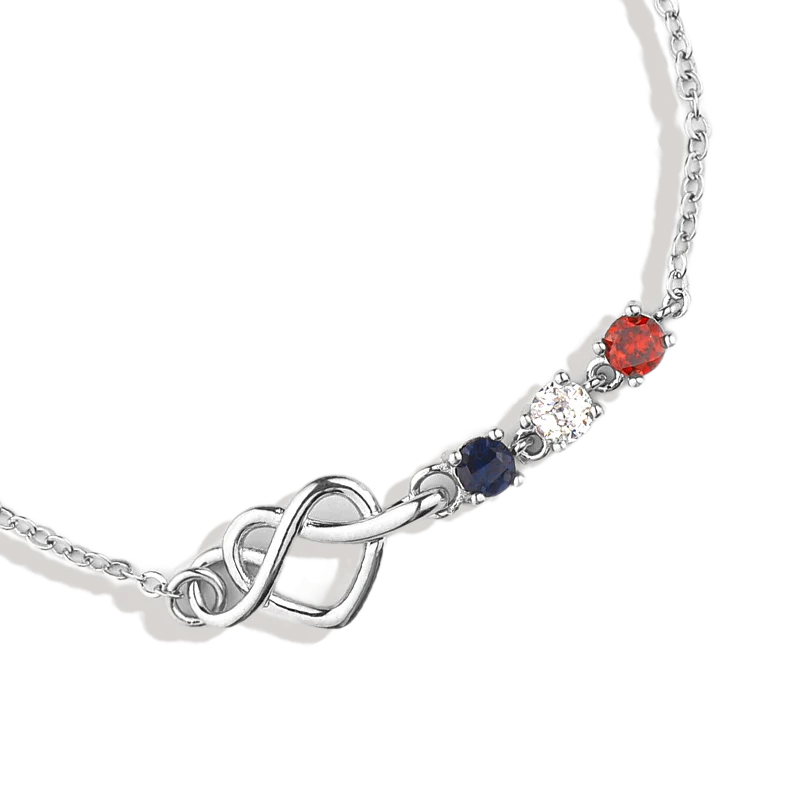 Personalized Birthstones Heart Knot Bracelet