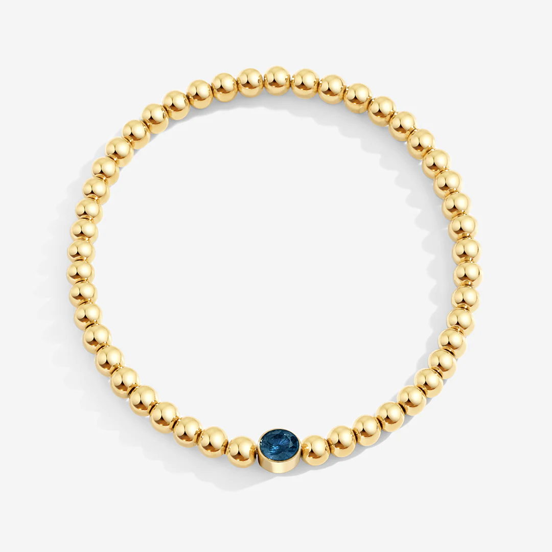 Gold Beaded Bubble Birthstone Bracelet