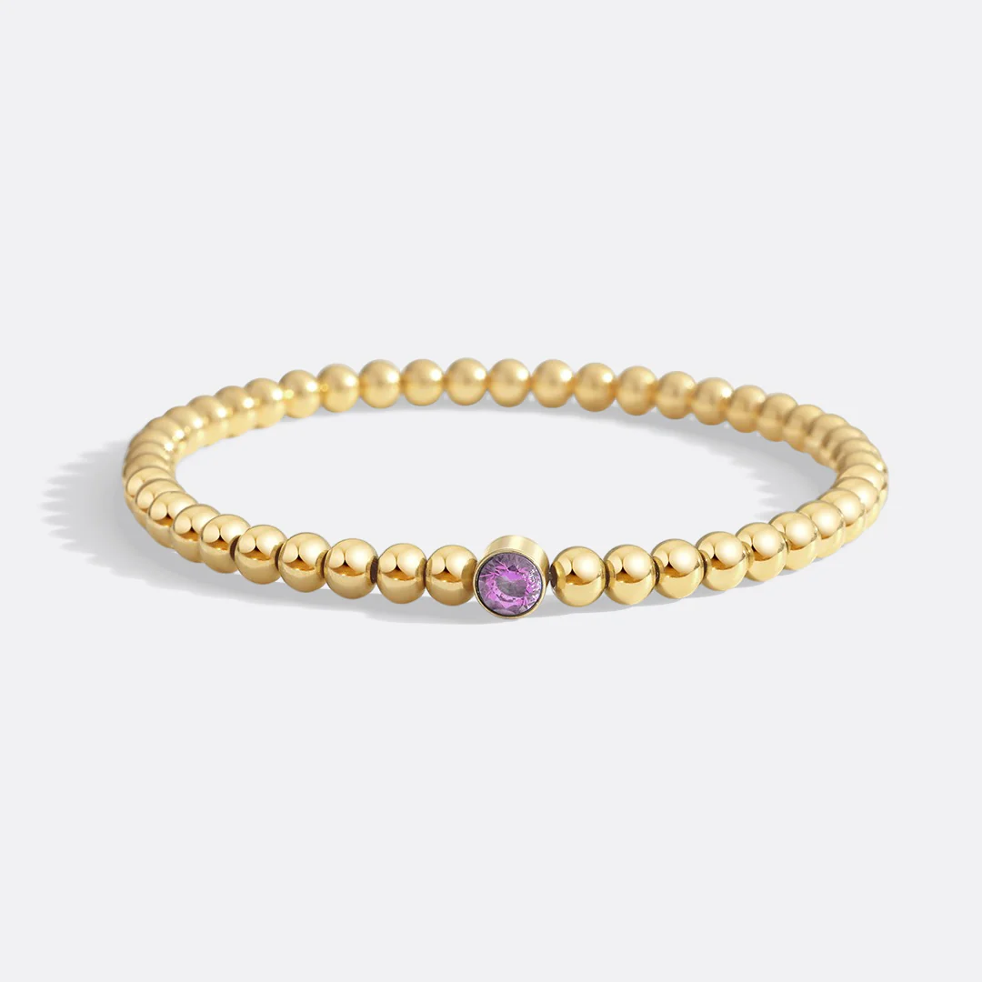 Gold Beaded Bubble Birthstone Bracelet