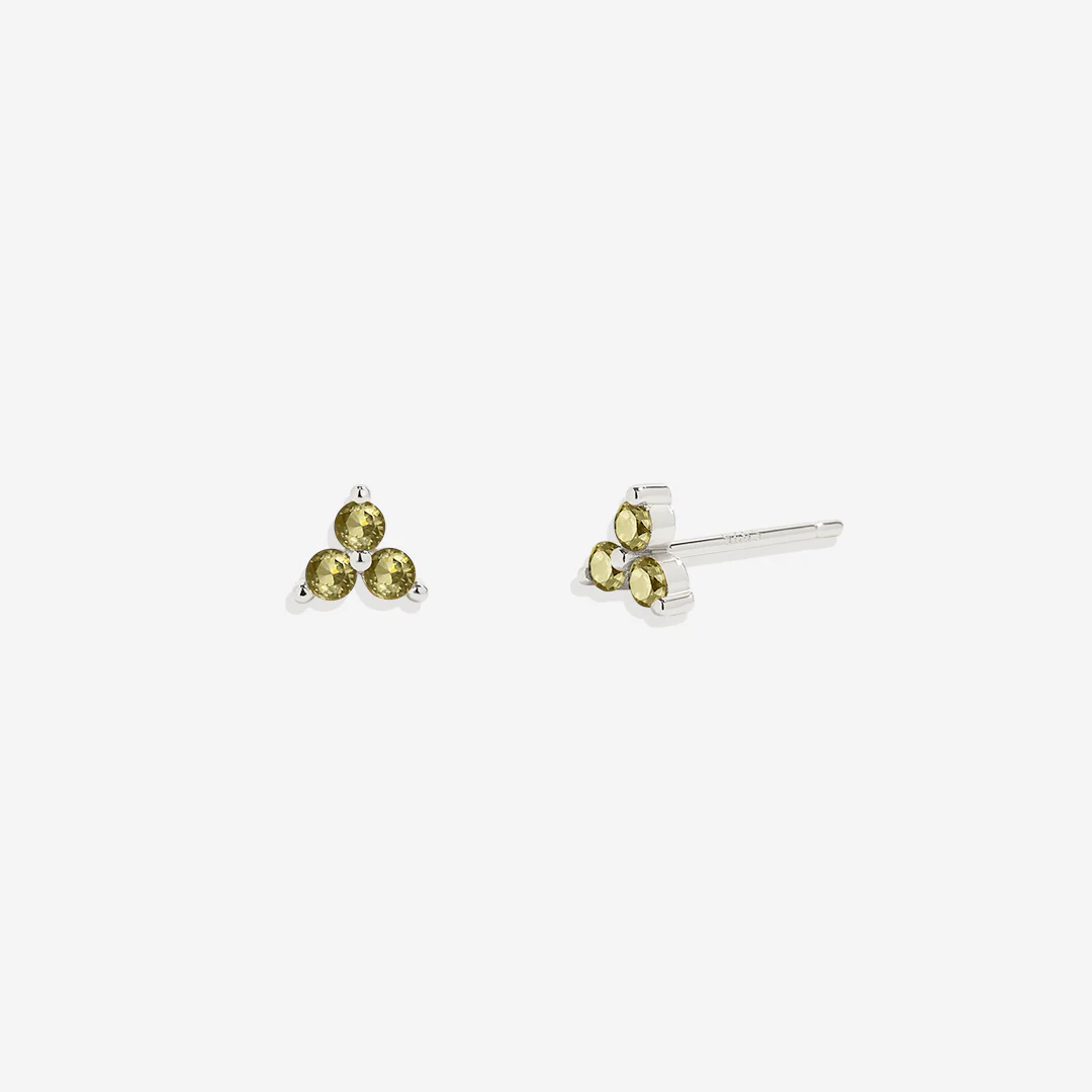 Trinity Birthstone Stud Earrings