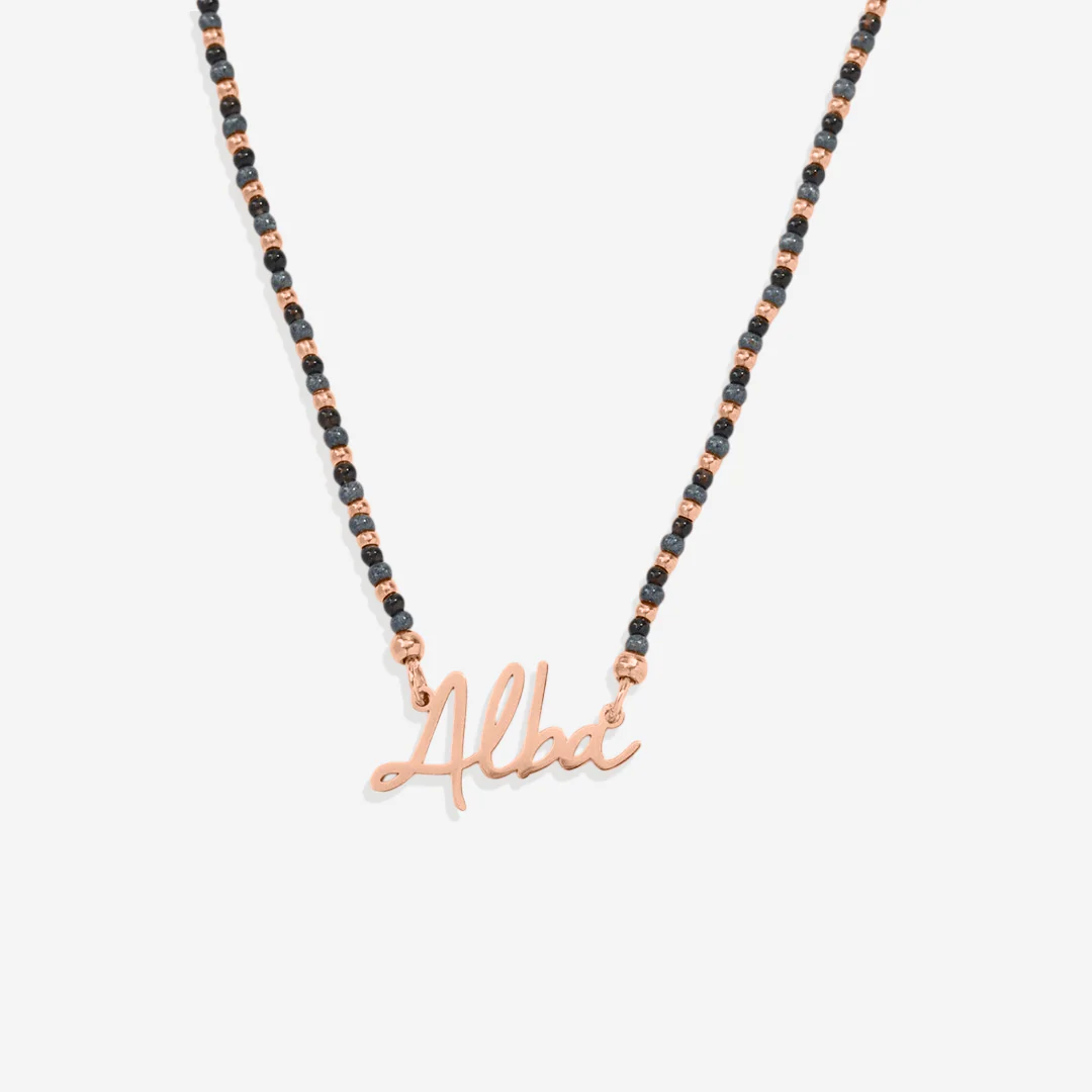 Onyx Beaded Fairy Name Necklace