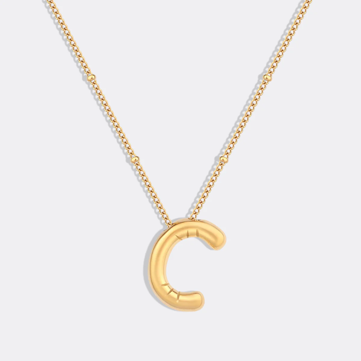 Balloon Initial Necklace with Satellite Chain