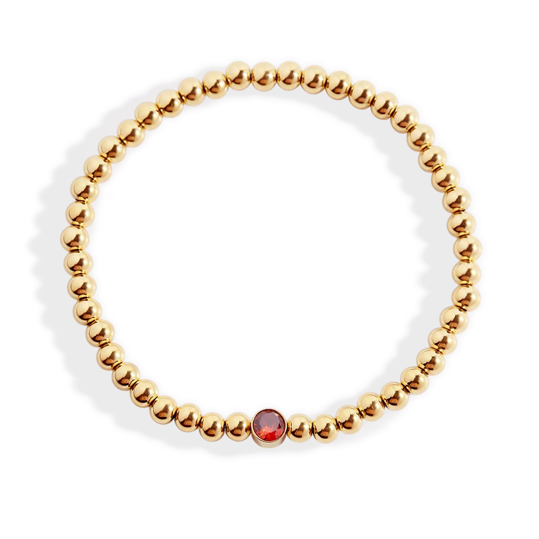 Gold Beaded Bubble Birthstone Bracelet