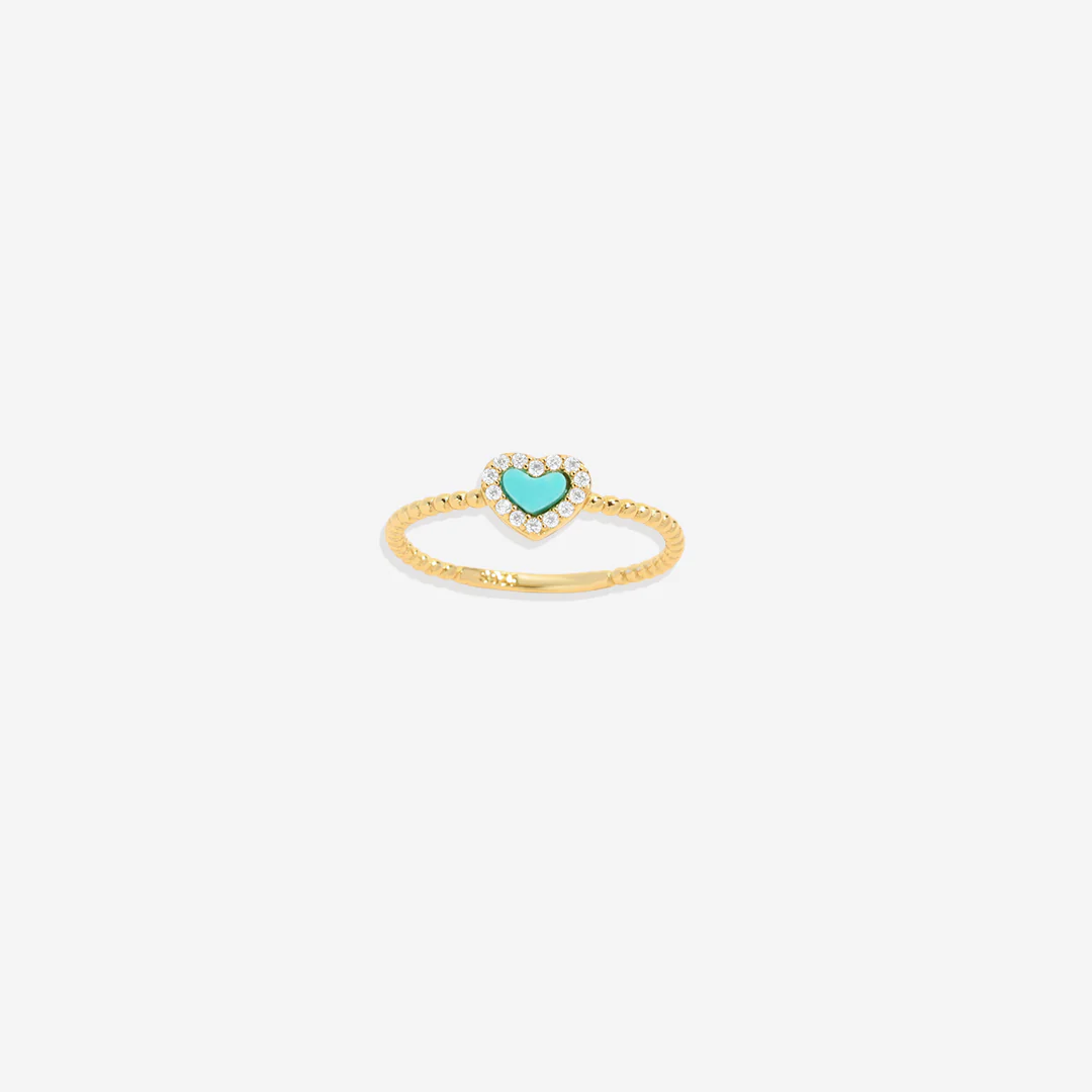 Tiny Gemstone Heart Stacking Ring