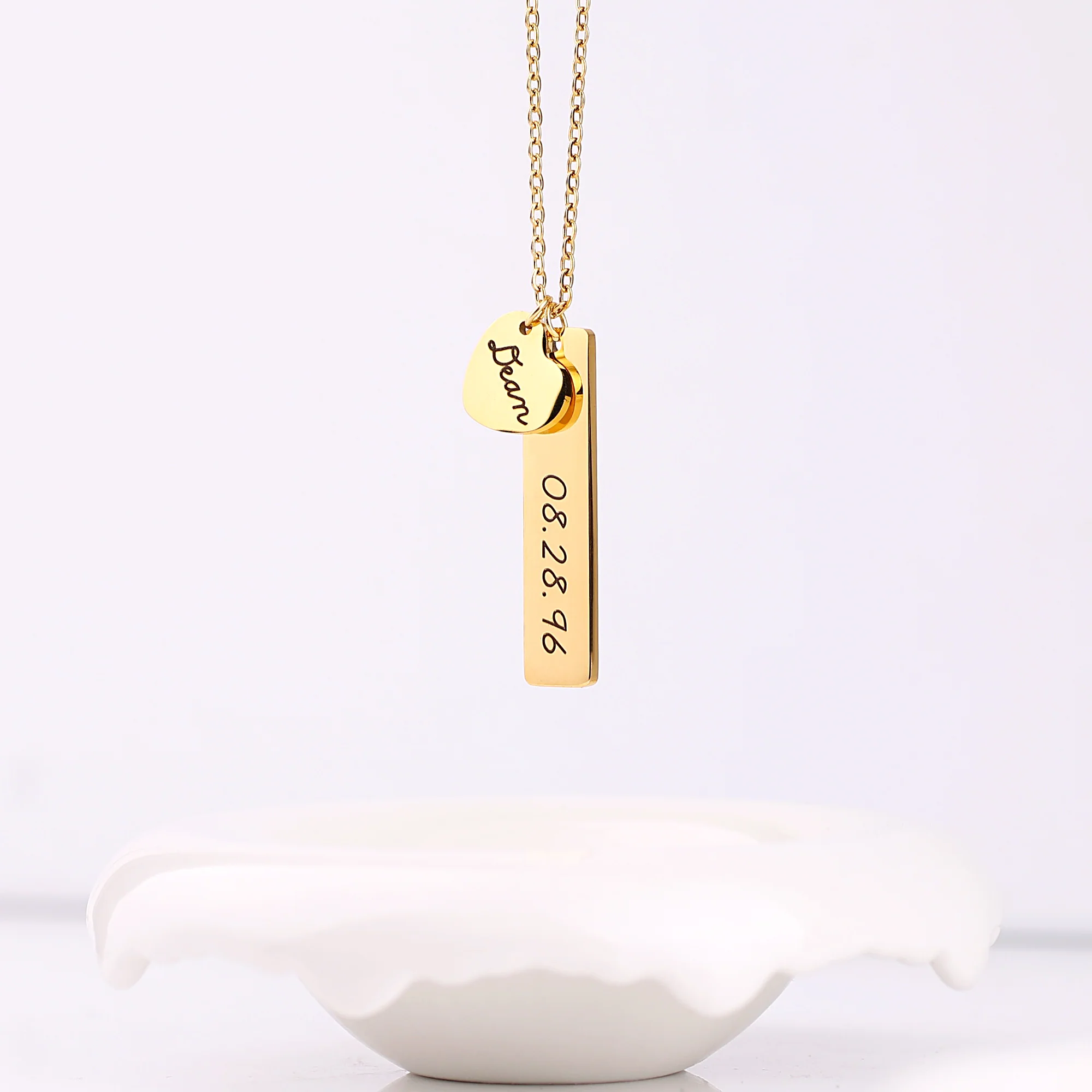 Engraved Heart Pendant Necklace • Best Friend Gift