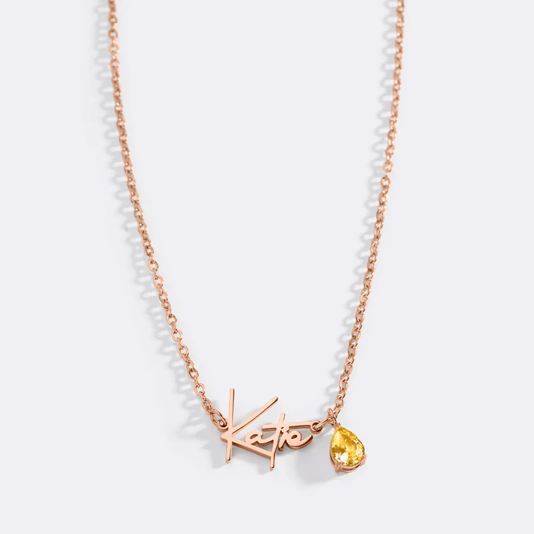 Handmade Birthstone Name Necklace