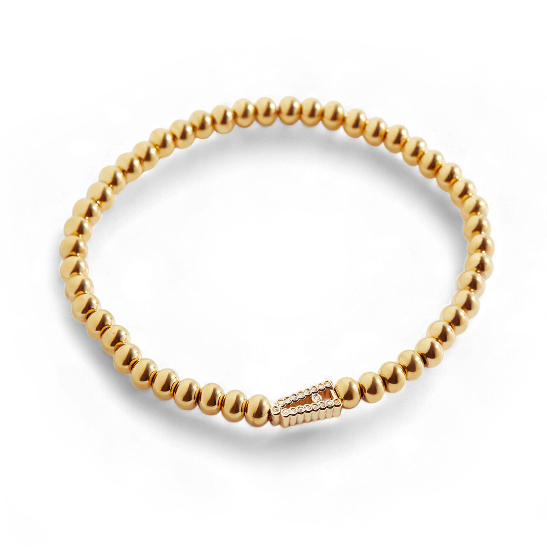 Stretch Diamond Initial Beaded Bracelet