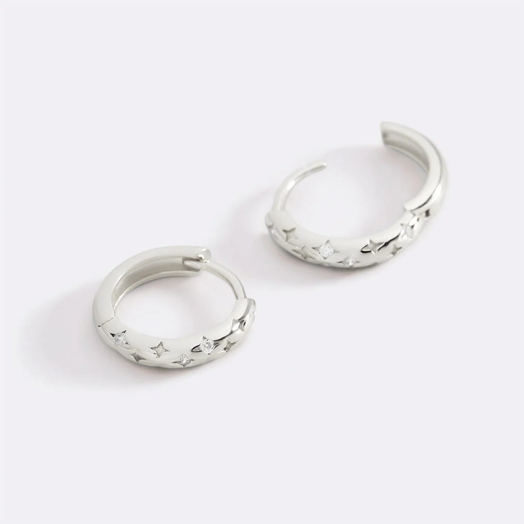 Falling Stars Huggie Hoop Earrings