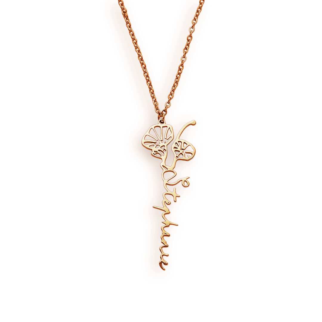 Birth Flower Name Necklace
