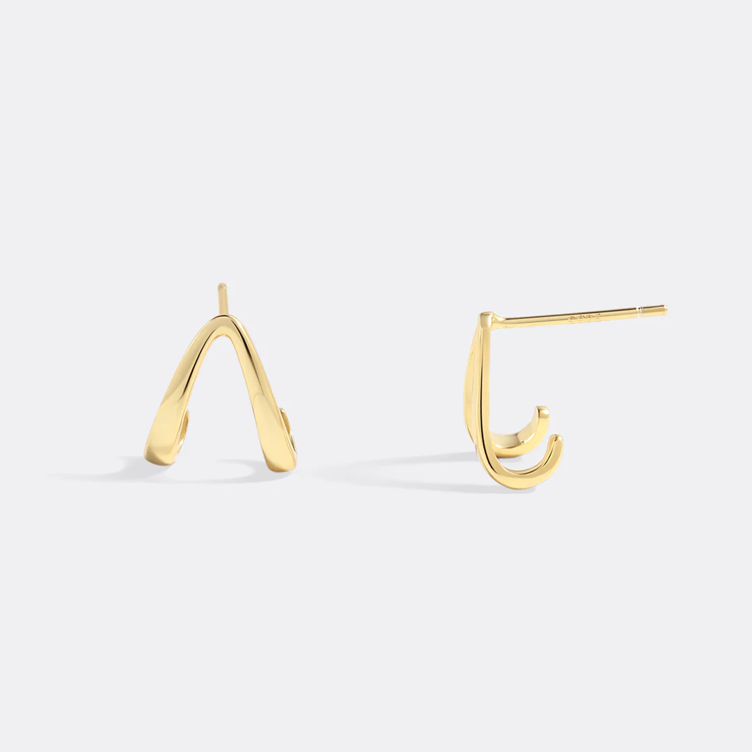 Gold Wishbone Huggie Earrings
