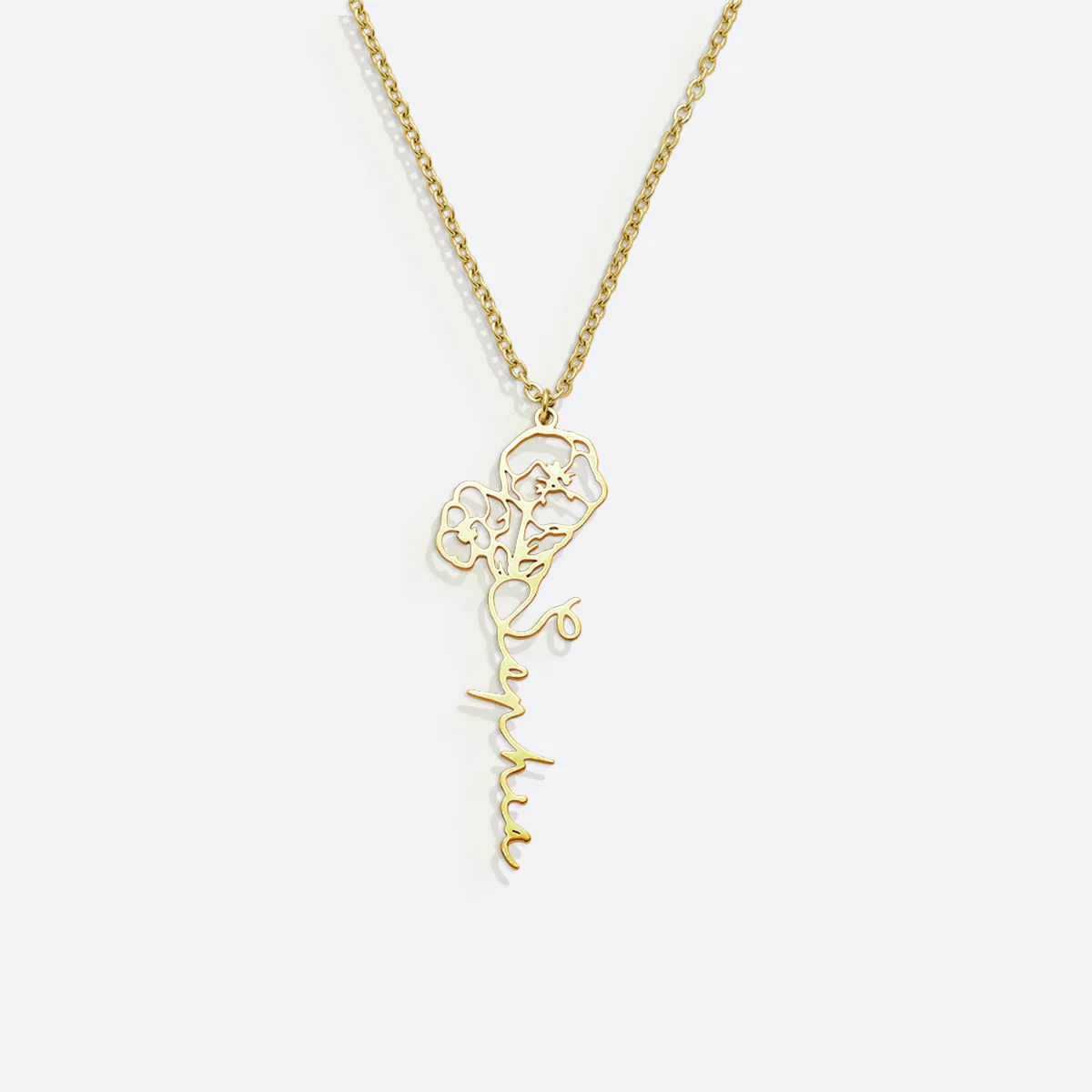 Birth Flower Name Necklace