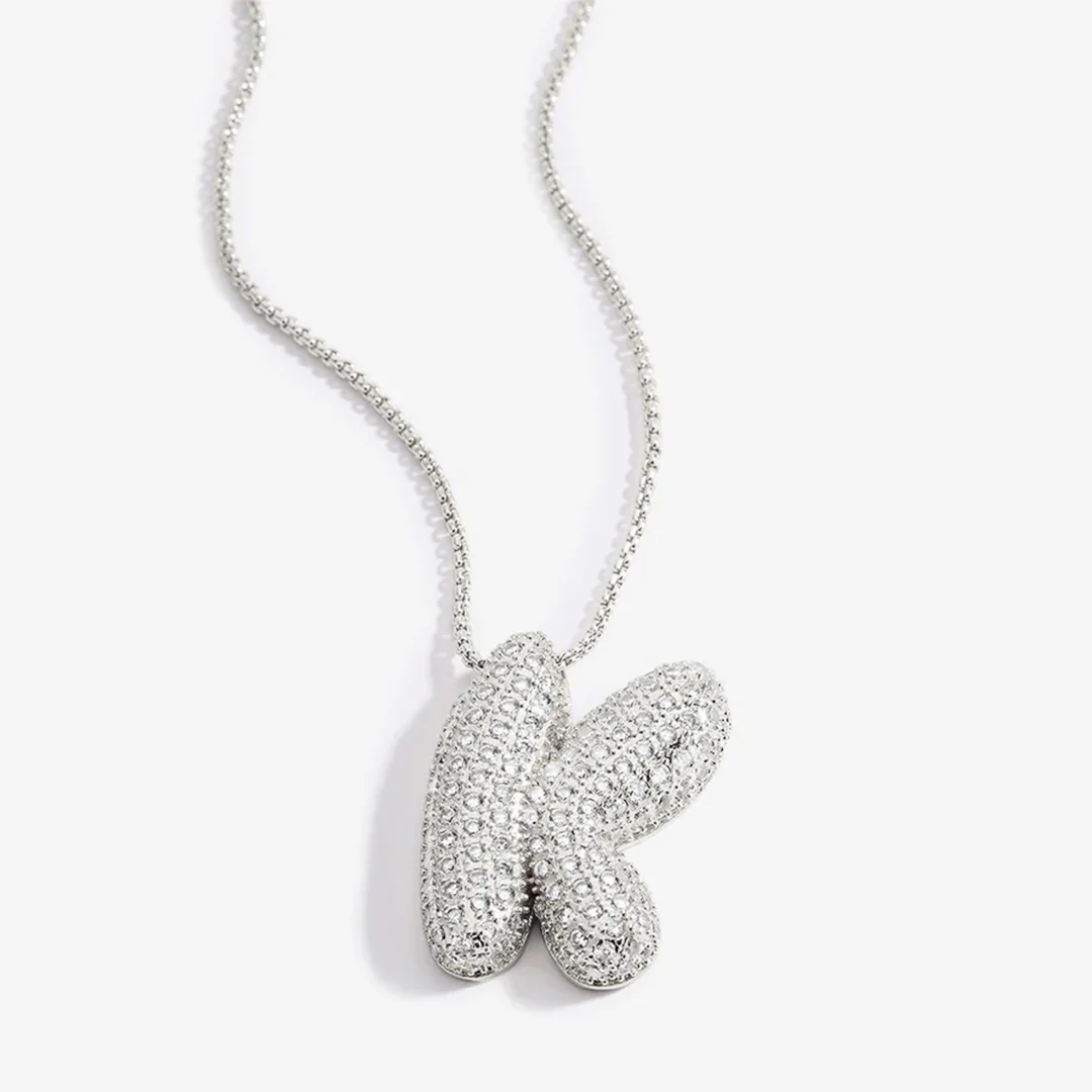 Pave Bubble Initial Necklace
