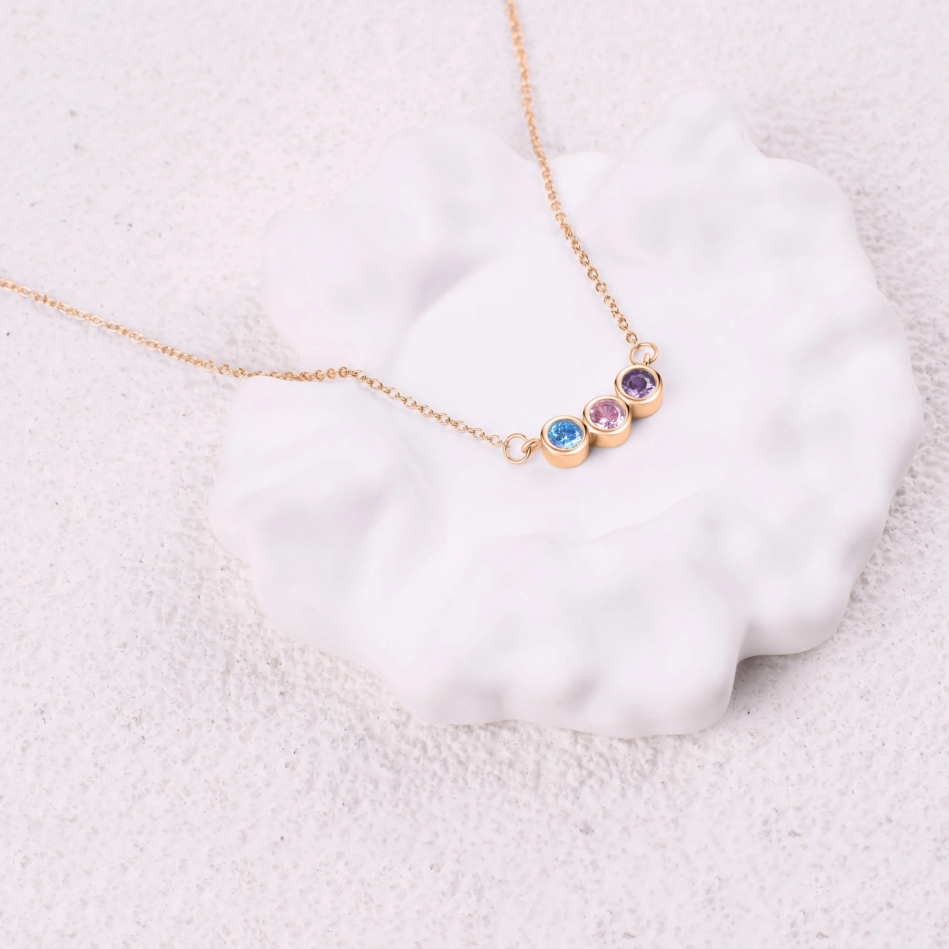 Dainty Family Birthstones Necklace