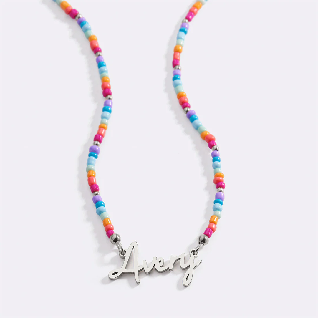 Beach Vibes Beaded Fairy Name Necklace