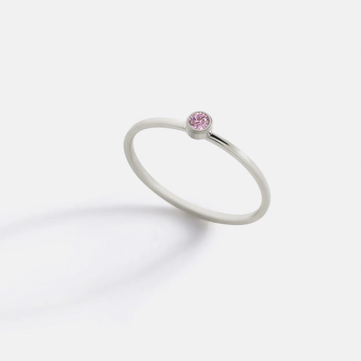 Minimalist Bezel-Set October Birthstone Stacking Band