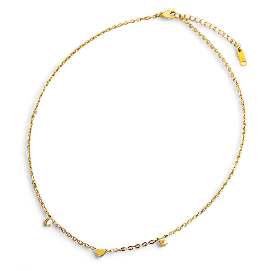 One Heart Initial Necklace