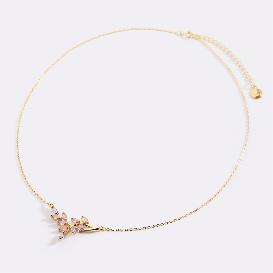 Birthstone Leaf Pendant Necklace