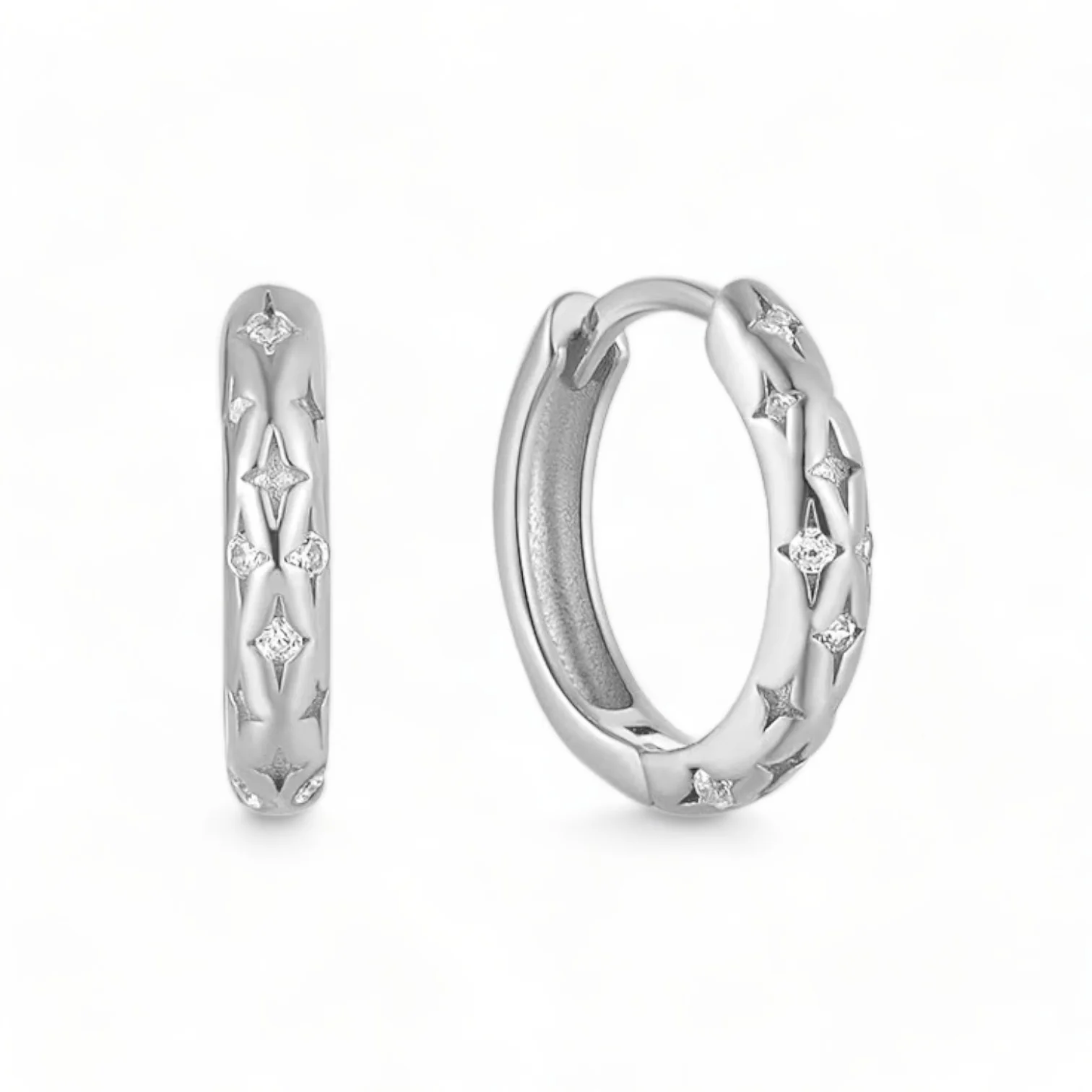 Falling Stars Huggie Hoop Earrings