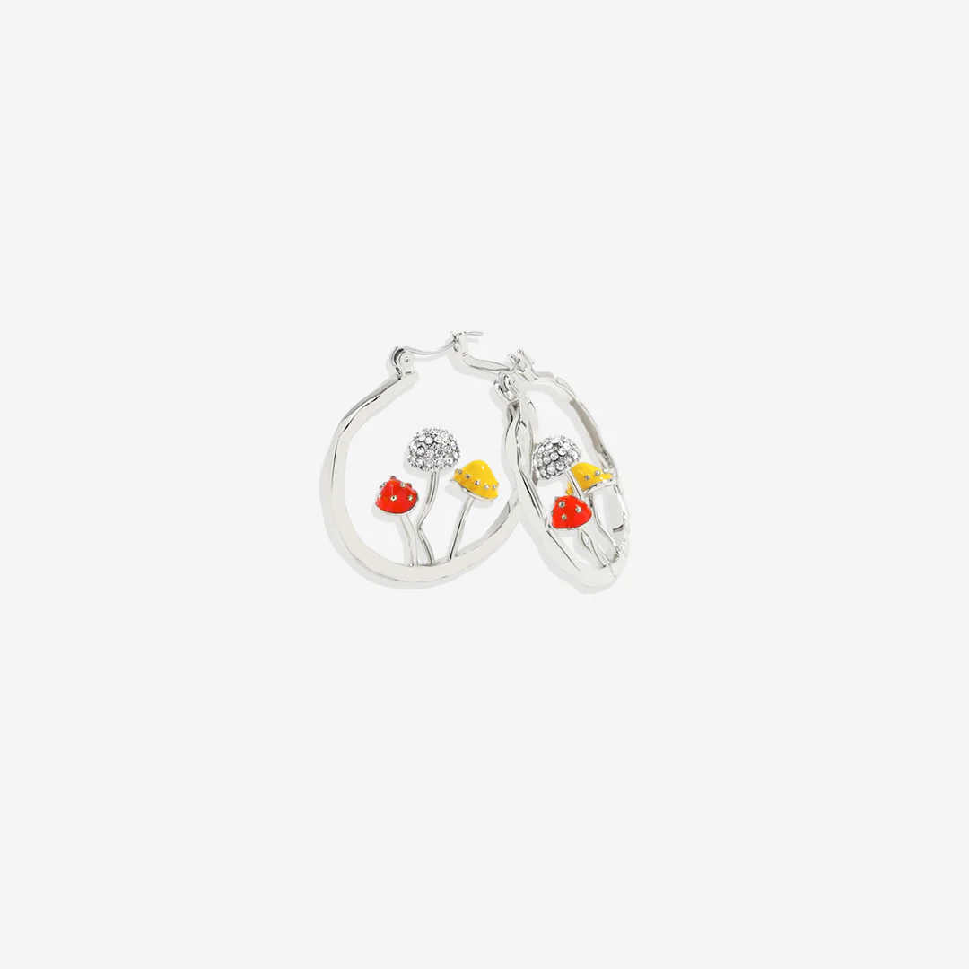 Boho Mushroom Hoop Earrings