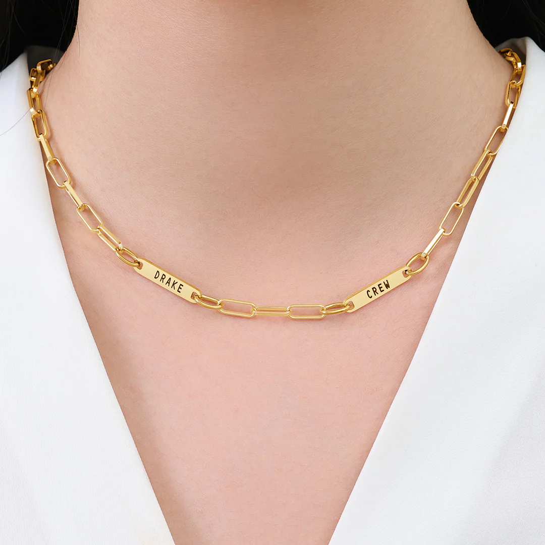 Paperclip Necklace With Personalized Names