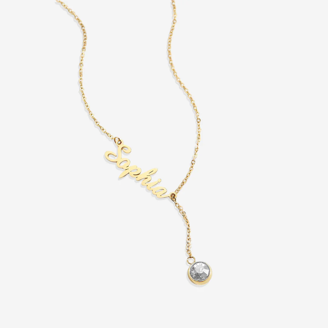 Birthstone Lariat Name Necklace