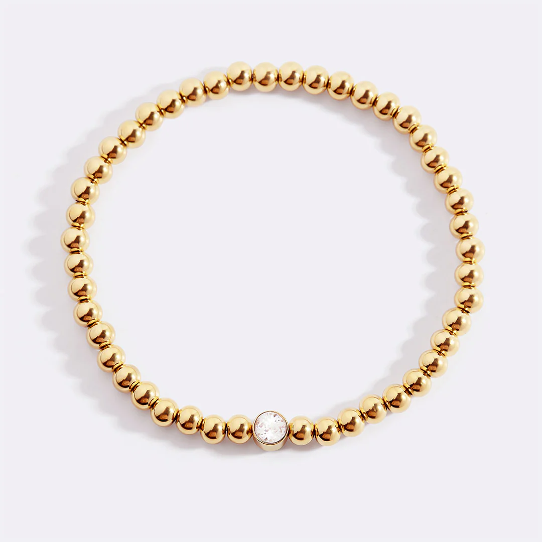 Gold Beaded Bubble Birthstone Bracelet
