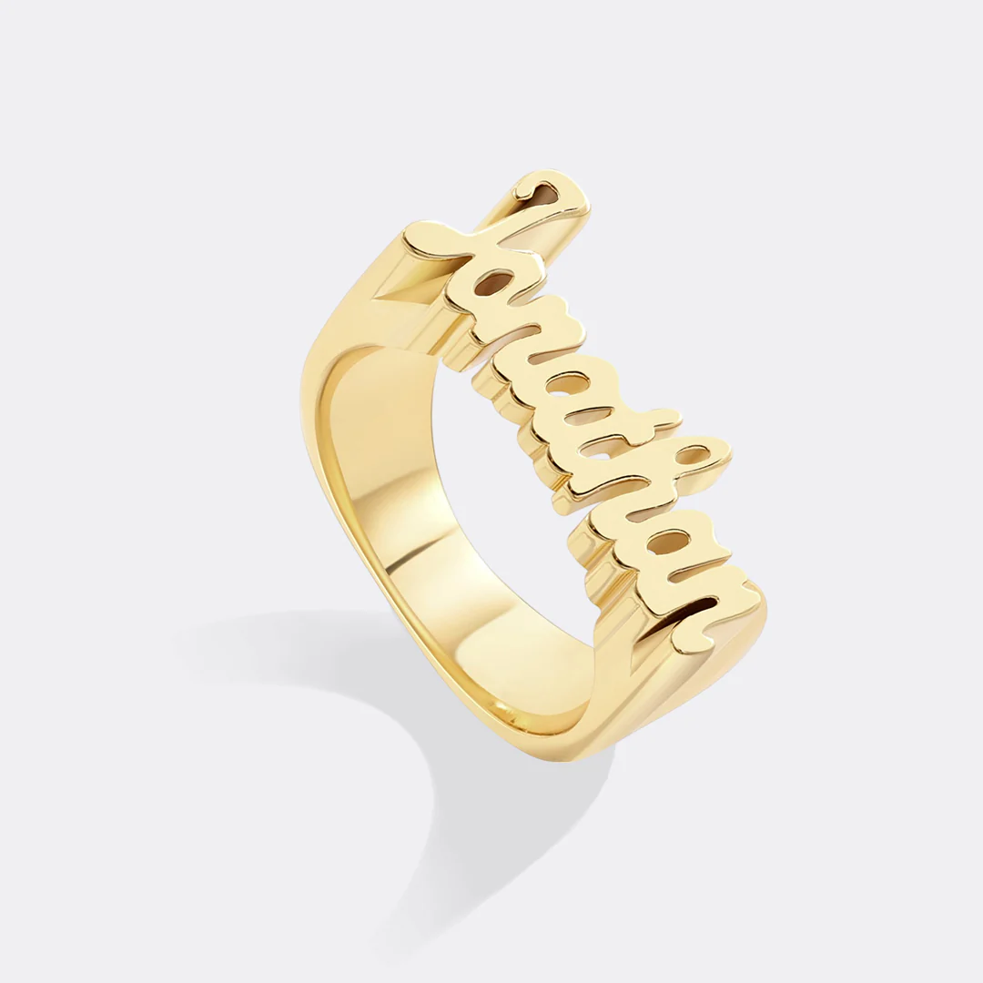 Brilliant Script Name Ring