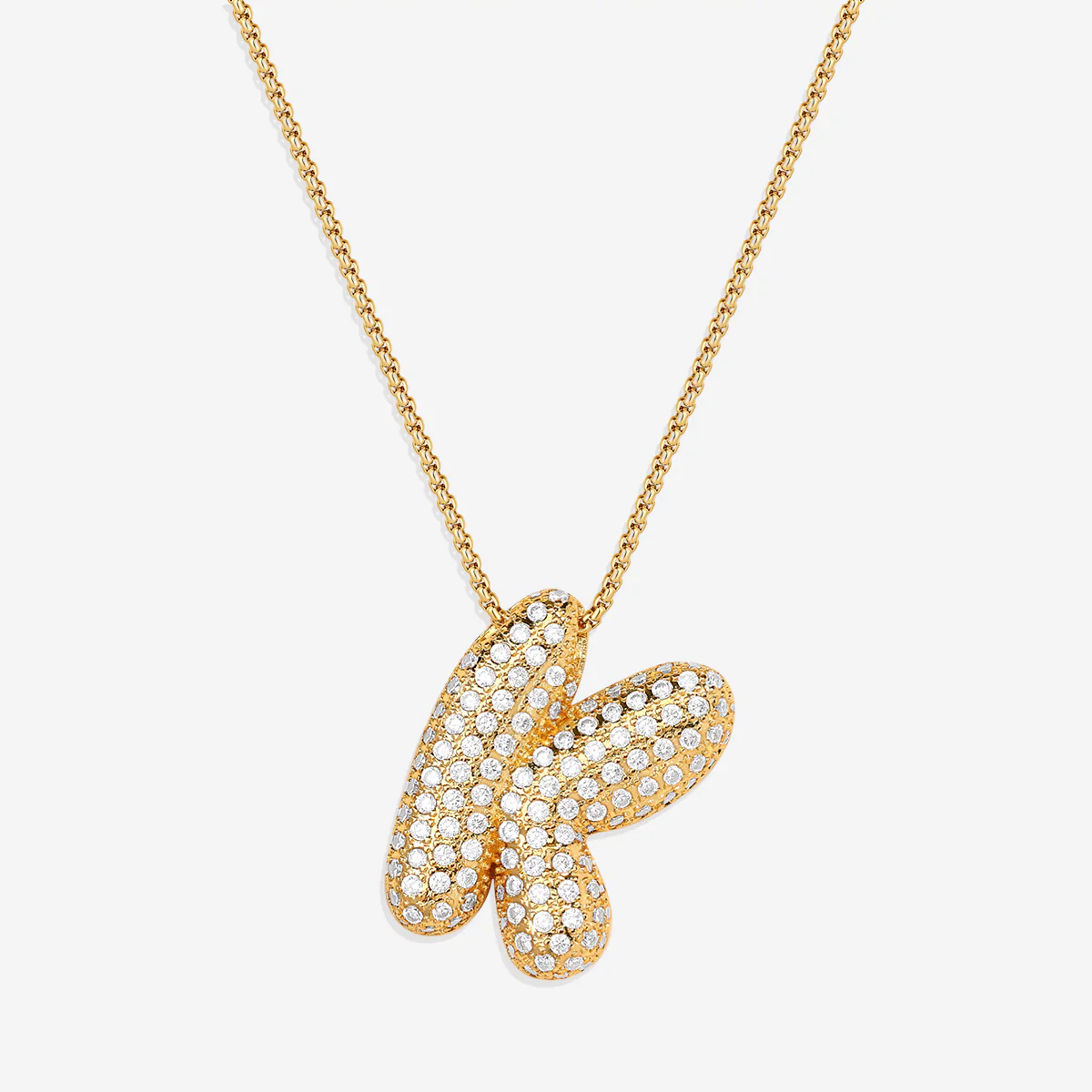 Pave Bubble Initial Necklace