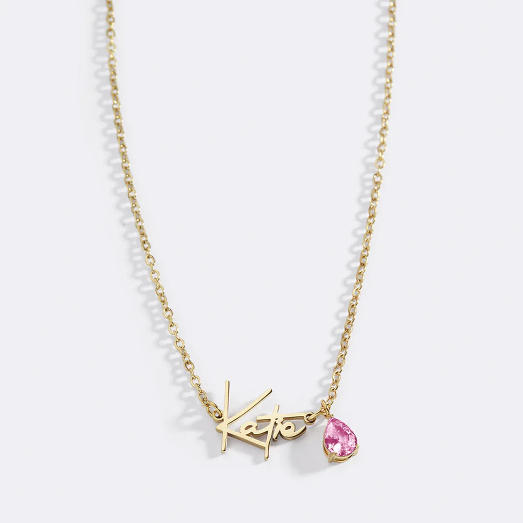 Handmade Birthstone Name Necklace