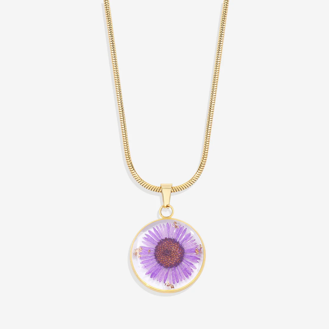 Pressed Birth Flower Necklace