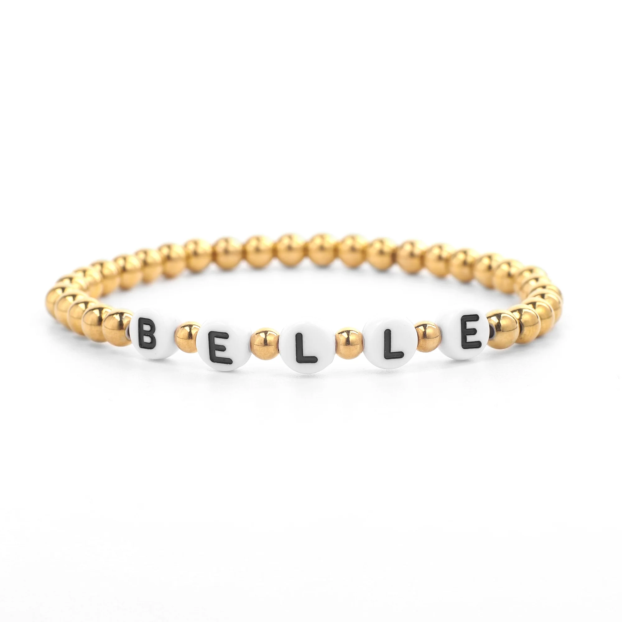 Custom Gold Beaded Name Bracelet