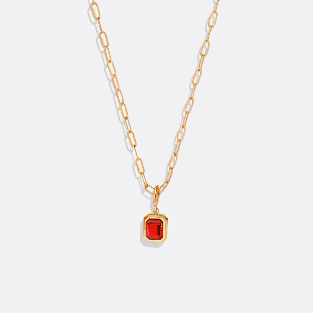 Baguette Birthstone Necklace