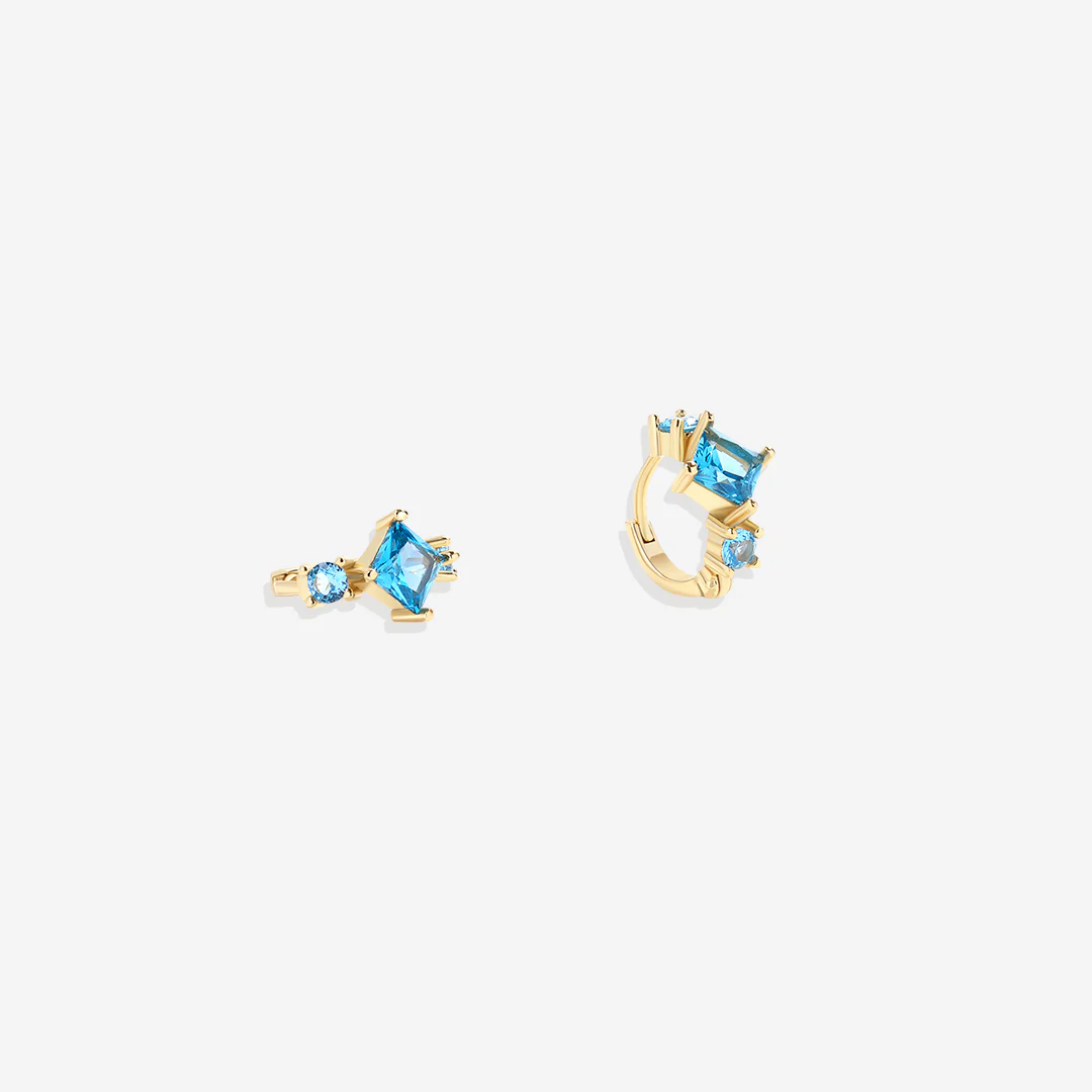 Aquamarine Huggie Hoops