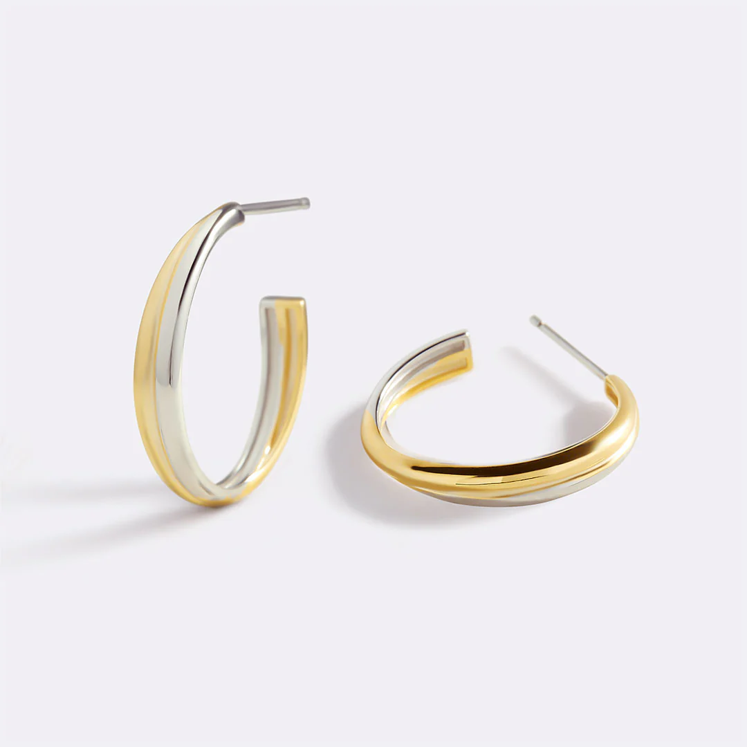 Mixed Metal Crossover Earrings