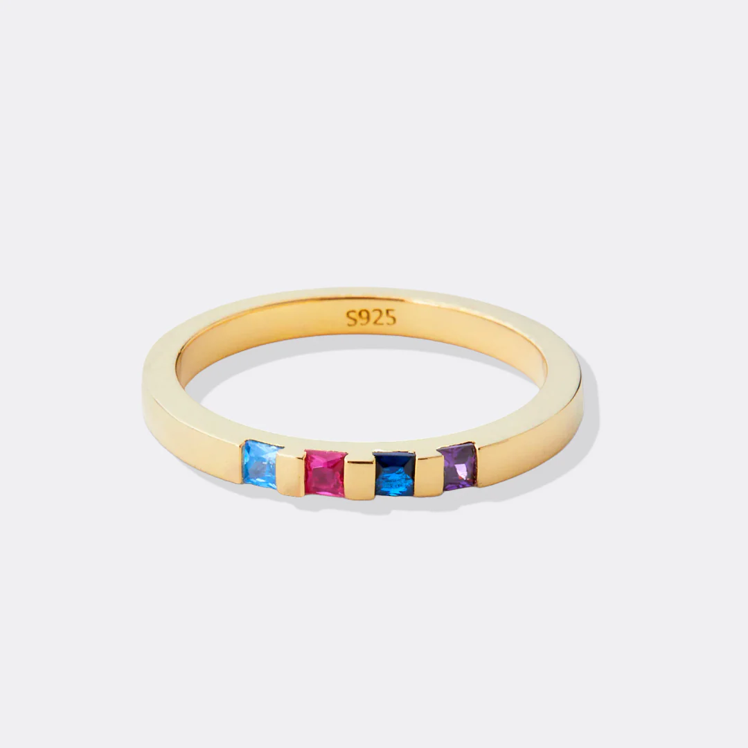 Princess-Cut Birthstone Band Ring