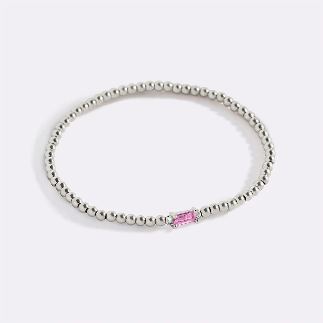 Sterling Silver Beaded Birthstone Bracelet