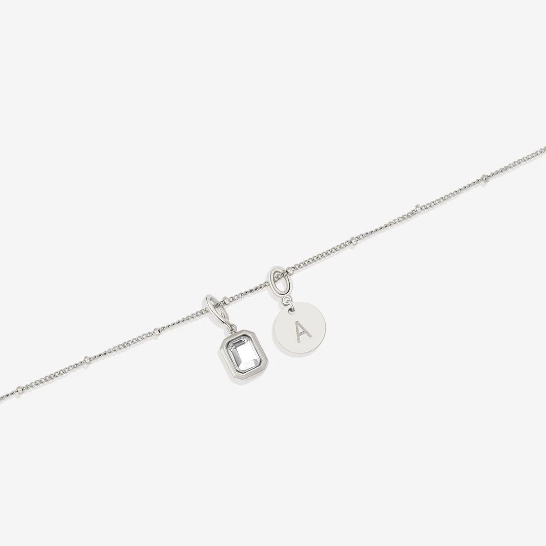 Baguette Birthstone & Initial Necklace