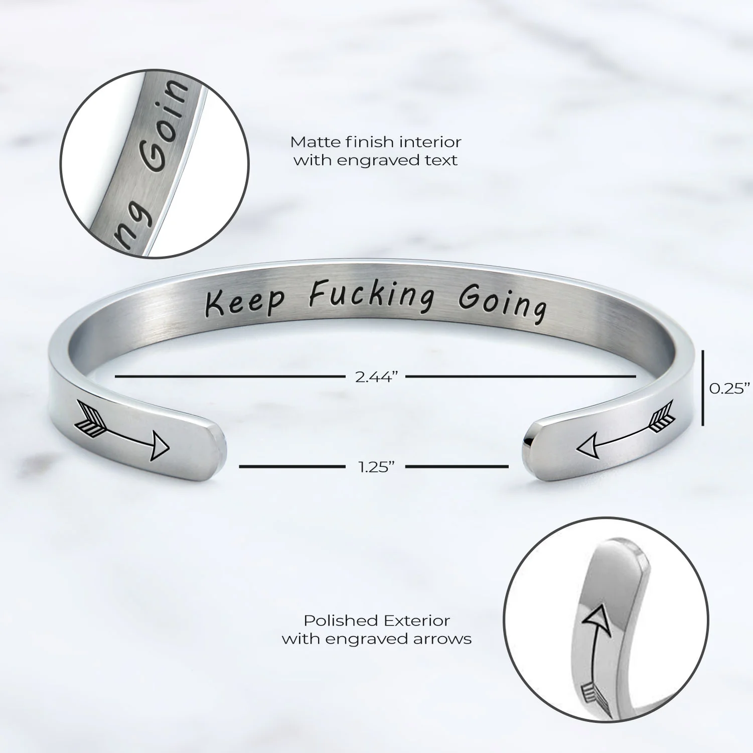 Keep Fucking Going Personalizable Cuff Bracelet