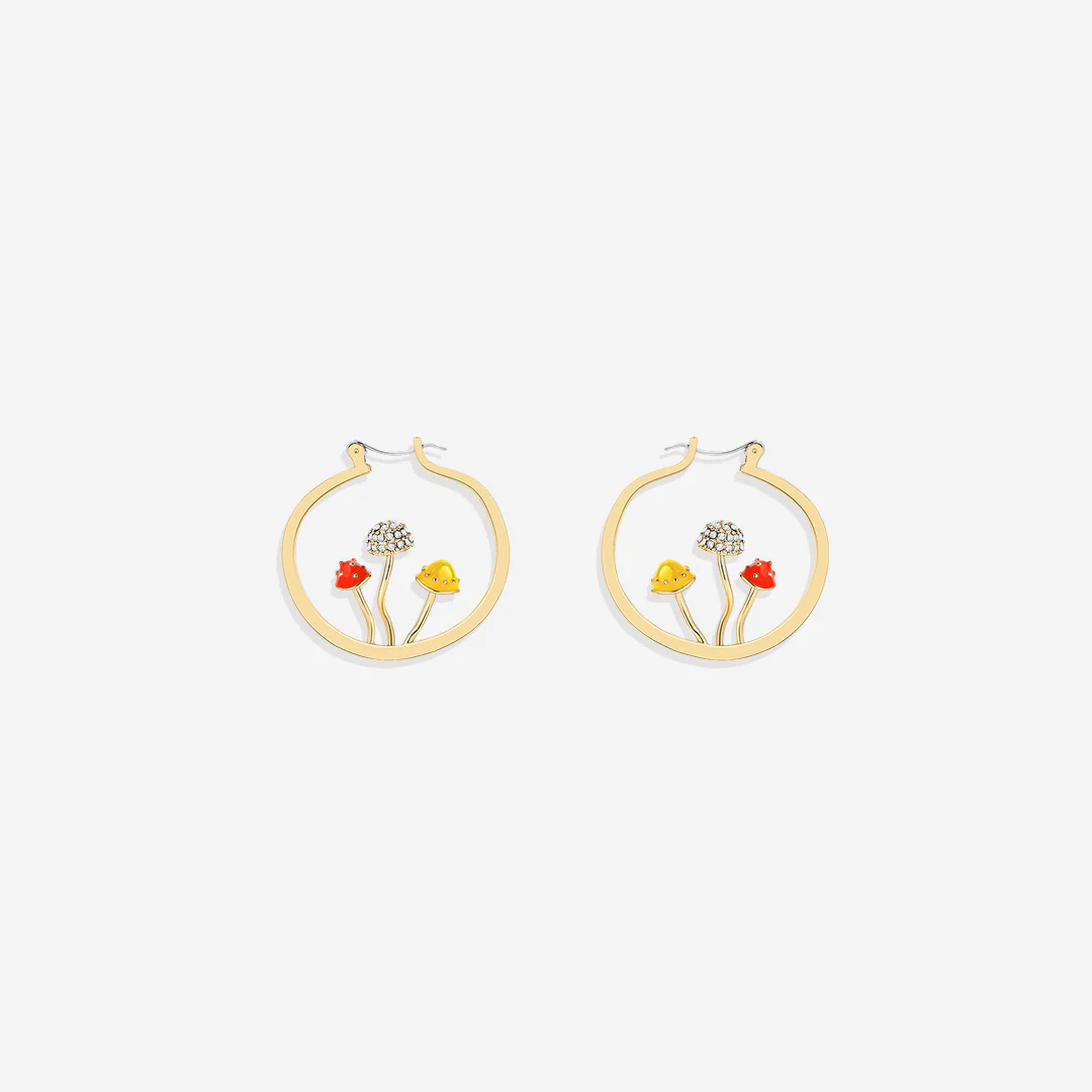 Boho Mushroom Hoop Earrings