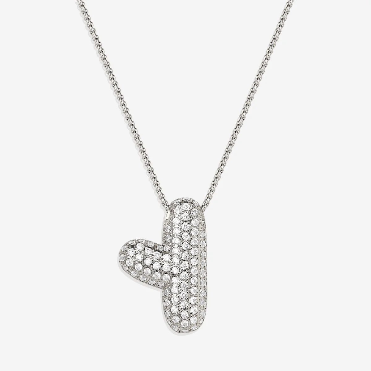 Pave Bubble Initial Necklace