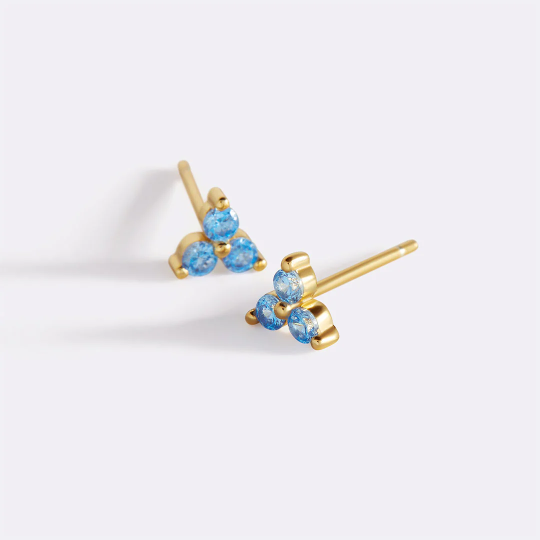 Trinity Birthstone Stud Earrings