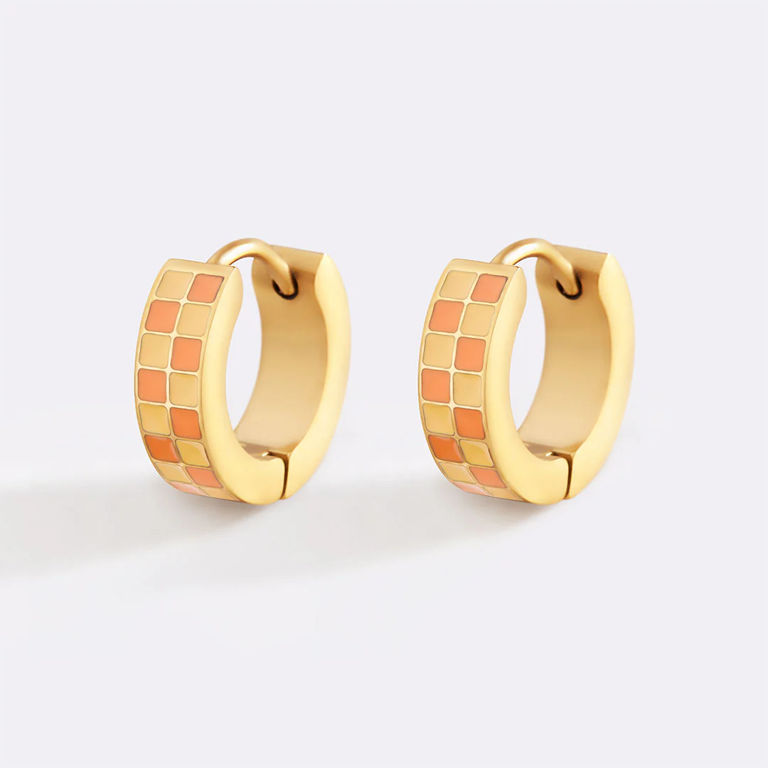 Checkered Hoop Earrings