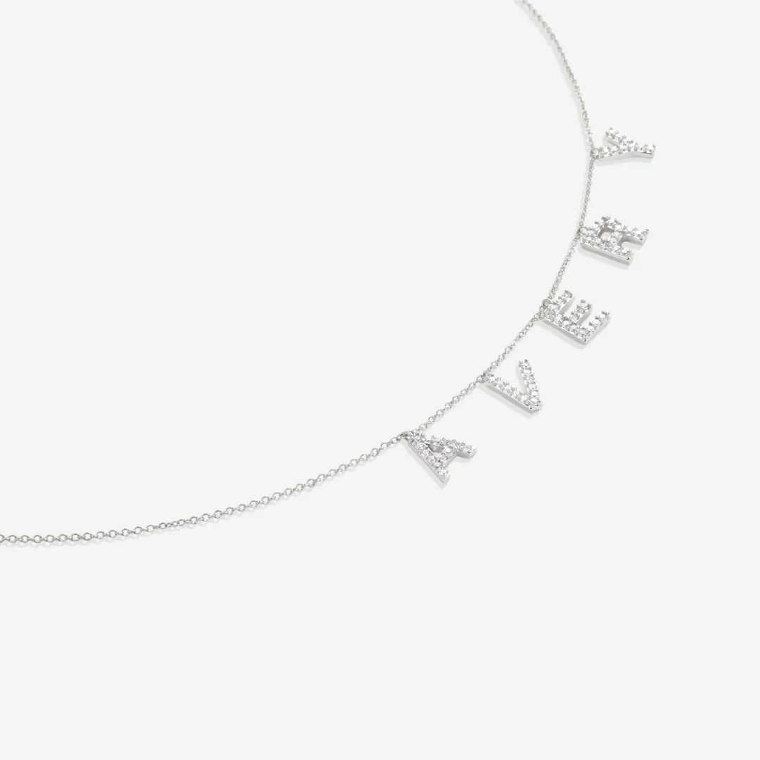 Pave Block Letter Name Necklace