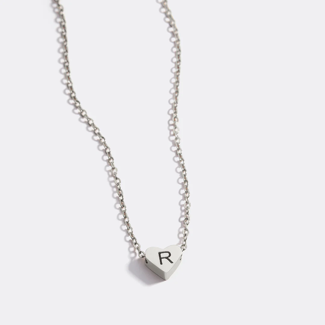 Dainty Heart Initial Necklace